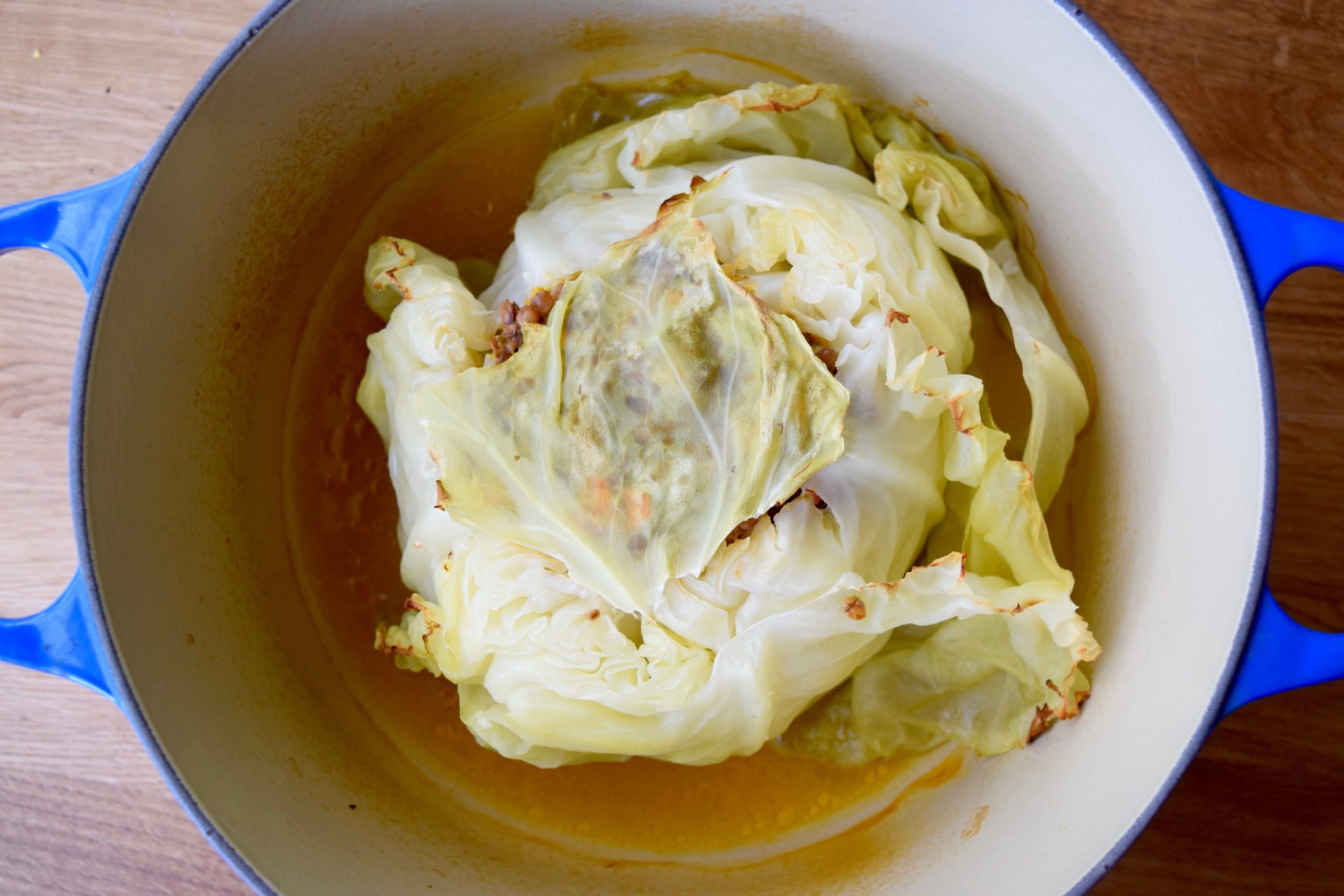 Whole Stuffed Cabbage with Caraway Bechamel Sauce Great food it's